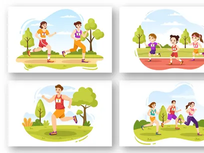 13 Marathon Race Sport Illustration