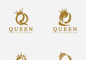 Beautiful face queen icon logo.for queen logo.Beauty woman hair salon golden logo. cosmetic, skin care business logo