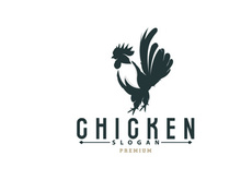 Chicken Logo, For Roast Chicken Restaurant, Farm Vector, Simple Minimalist Design For Restaurant Food Business