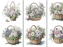 Watercolor Floral Flower Basket Design