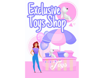 Exclusive toys shop poster vector template preview picture