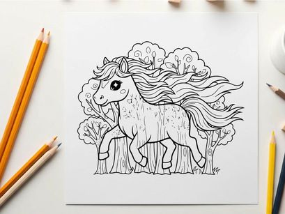 Cute magical unicorn with flowers vector illustration