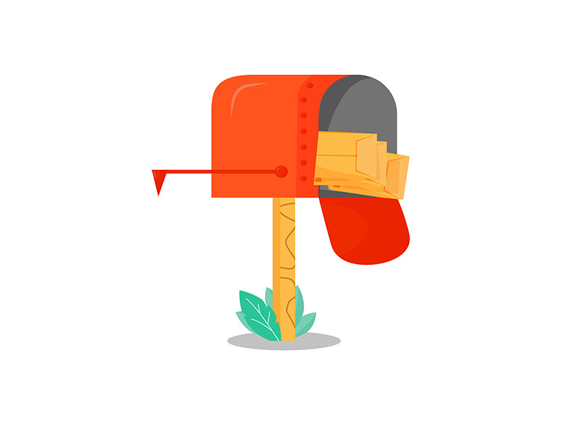 Red mail box flat color vector object