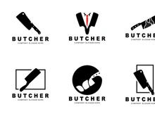 Butcher logo design, Knife Cutting Tool Vector Template, Product Brand Illustration Design For Butcher, Farm, Butcher Shop