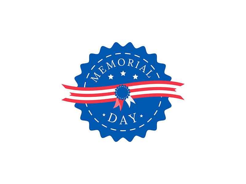 Memorial Day flat color vector badge