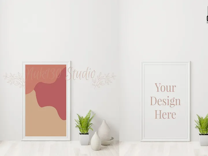 Frame mockup on the floor in interior
