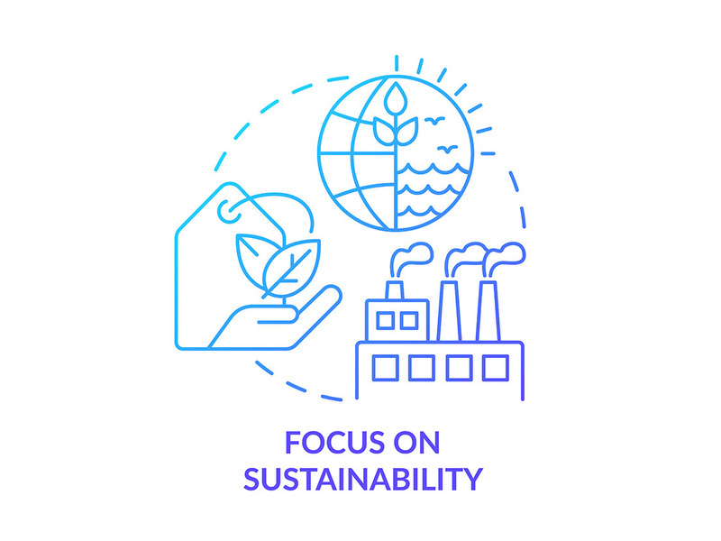 Focus on sustainability blue gradient concept icon