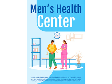 Men's health center poster flat vector template preview picture