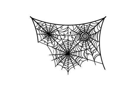 Komplexes Spinnennetz mit Tautropfen und Spiralmuster für Halloween-Deko
