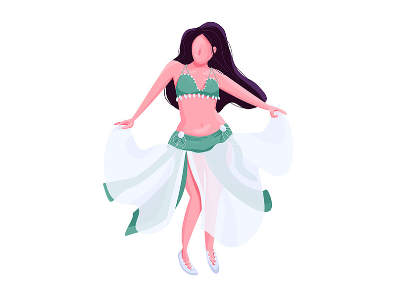 Belly dancer flat color vector faceless character