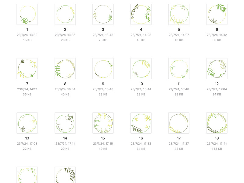 20 svg icons green oval floral frame flowers