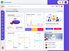 Admin Dashboard Attendance and Holidays Page Web UI Template preview picture