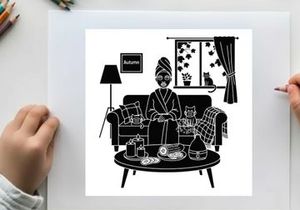 Silhouette of a woman relaxing at home with a cat