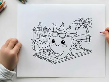 Cute octopus vacation beach vector illustration flat design preview picture