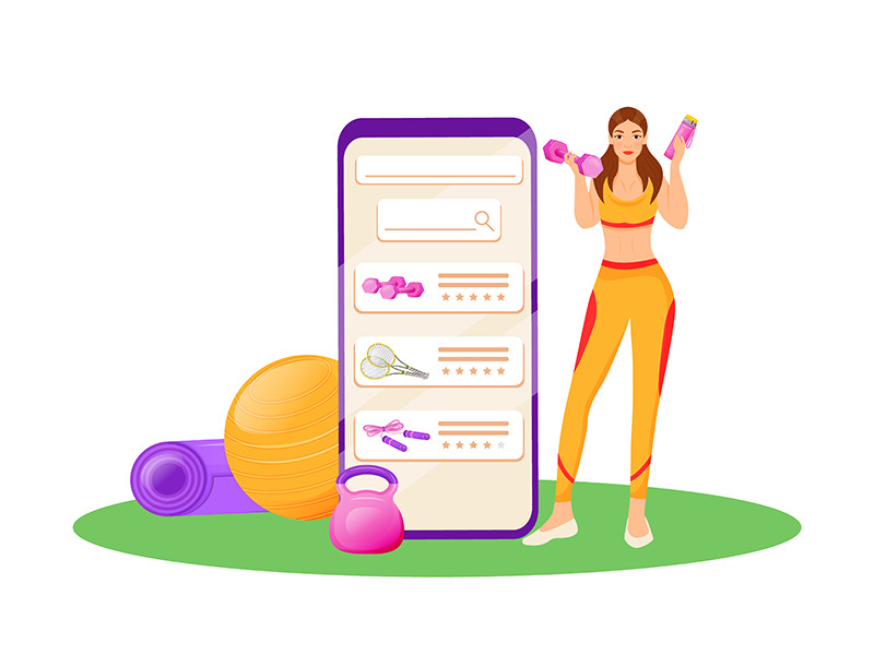 App for aerobics gear flat concept vector illustration