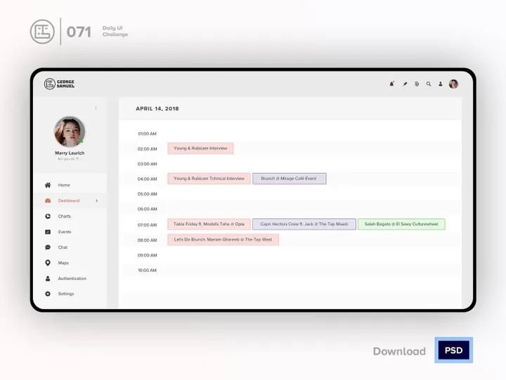 Schedule | Daily UI challenge - 071/100