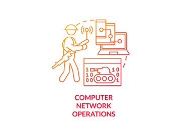 Computer network operations red gradient concept icon preview picture