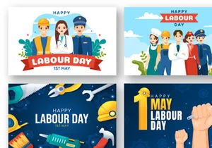 16 Happy Labor Day Vector Illustration