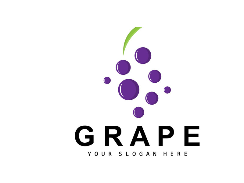 Grape Fruit Logo, Circle Style Fruit Design, Grape Farm Vector, Wine Drink, Nature Icon, Illustration Template