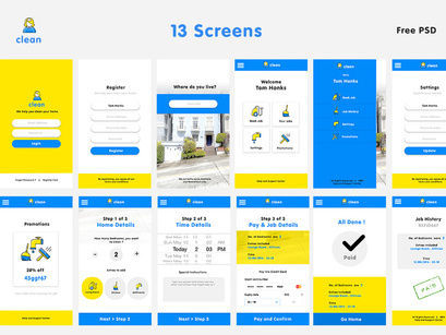 Free Cleaning Service App UI Kit