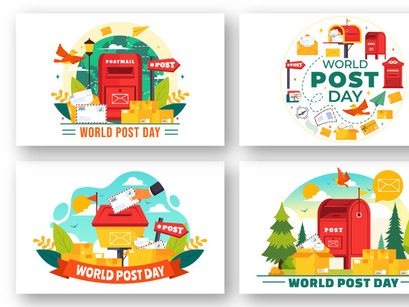 12 World Post Day Illustration