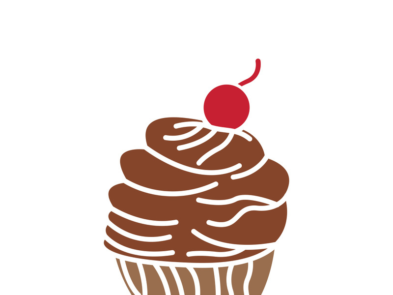 Sweet cake template logo design vector illustration of silhouette with cherries