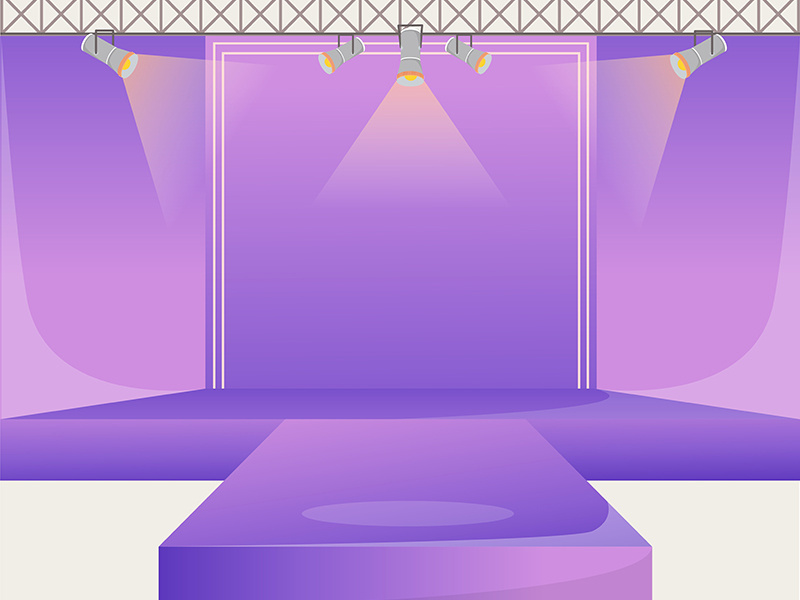 Violet runway platform flat color vector illustration