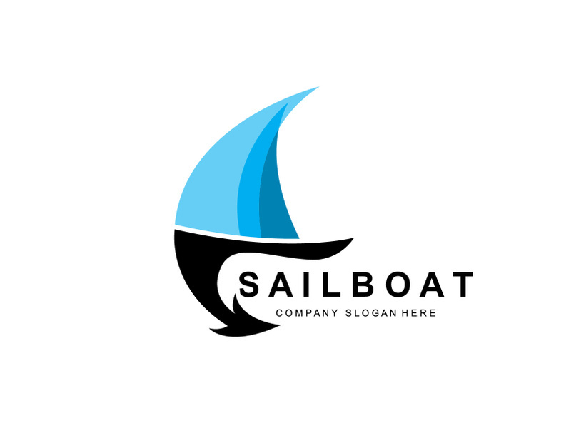 Sailboat Logo Design, Fishing Boat Illustration, Company Brand Vector Icon