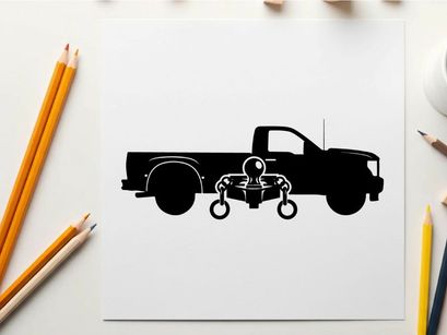 Silhouette of a pickup truck with a trailer hitch