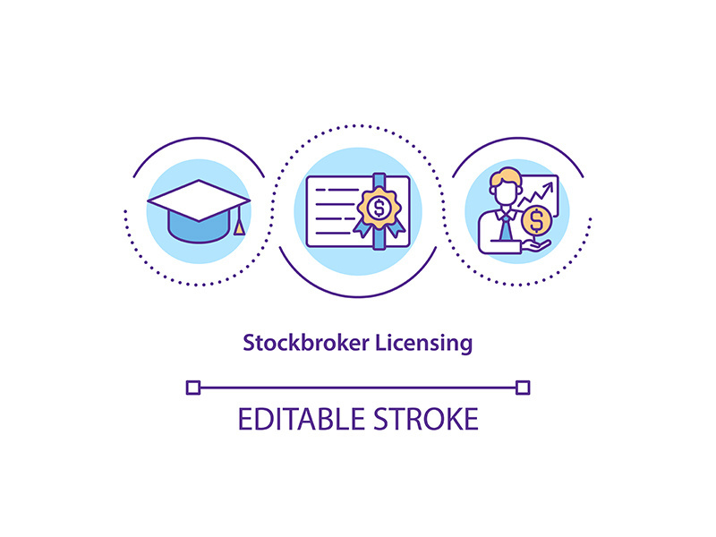 Stockbroker licensing concept icon