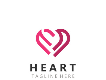 Heart logo design template, luxury ribbon Valentines day and love stripe logotype preview picture