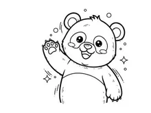 Cute cartoon bear waving happy vector illustration