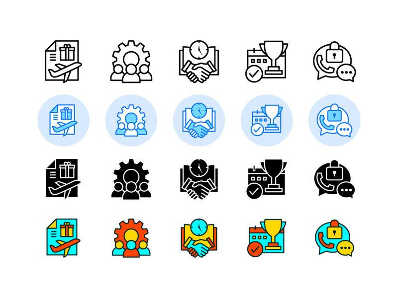 Business Set Icon Pack. Vector Design.
