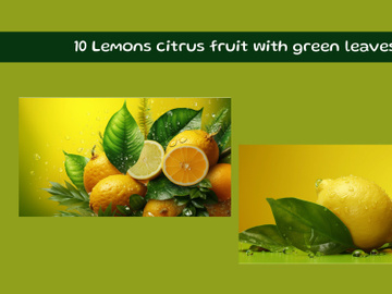 Lemons citrus fruit with green leaves preview picture