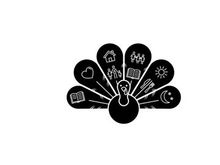 Silhouette of a person surrounded by various icons in a circular pattern