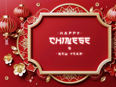 PSD 3d rendaring realistic chinese new year background bundles