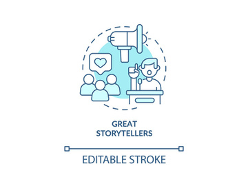 Great storytellers turquoise concept icon preview picture