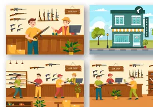 12 Gun Shop or Hunting Illustration