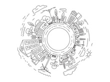 City Building Line art illustration