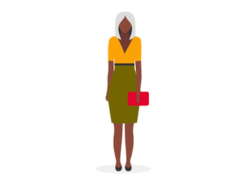 Dark skinned business lady flat vector illustration preview picture