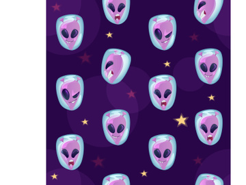 Martian facial expression flat vector seamless pattern preview picture