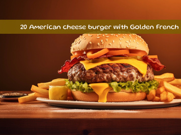 American cheeseburger with golden french fries preview picture