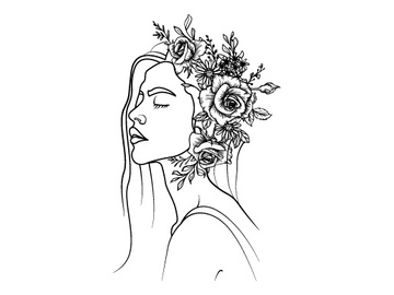 Line Art Flower Drawing Women preview picture