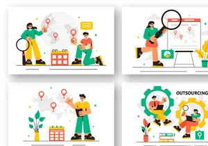 11 Global Outsourcing Business Illustration