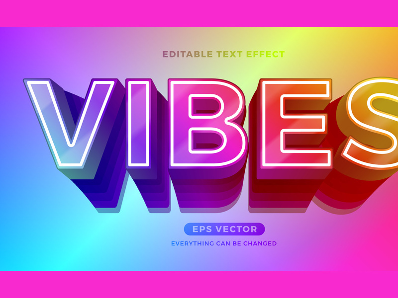Vibes editable text effect style vector template