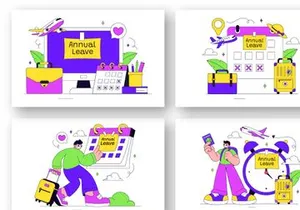 10 Annual Leave Vector Illustration