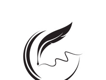 Feather quill design icon and logo illustration classic stationery