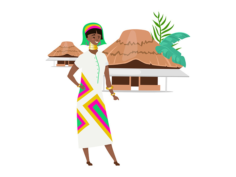 African native flat color vector illustration