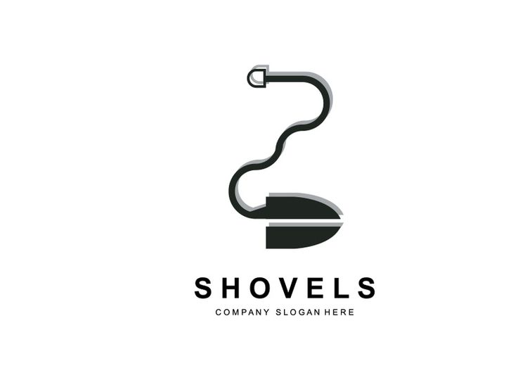 Shovel Logo Design, Construction Worker Tool Illustration Vector, Building Construction Icon