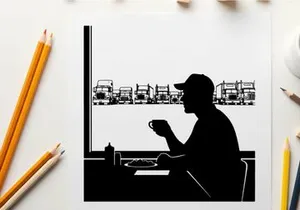 Silhouette of a man sitting by a window with a cup in hand